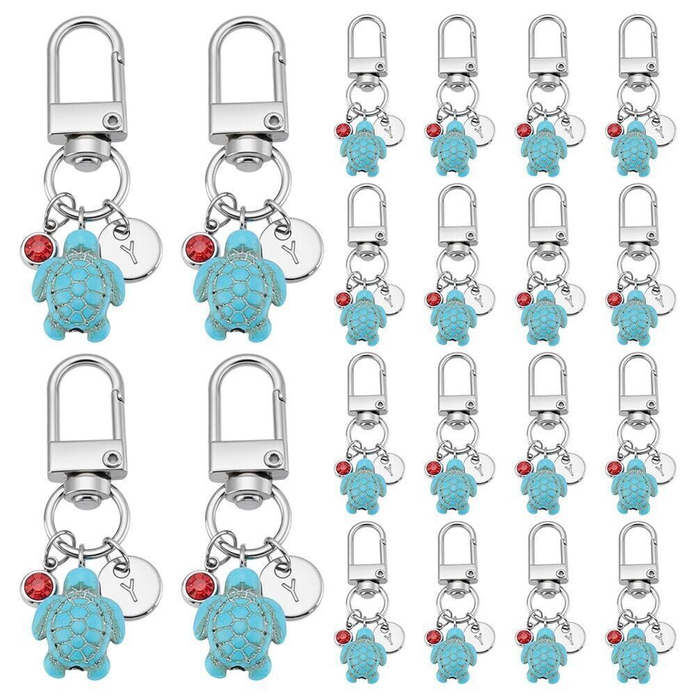 9007 26 Pcs Sea Turtle Synthetic Turquoise and 201 Stainless Steel Pendant